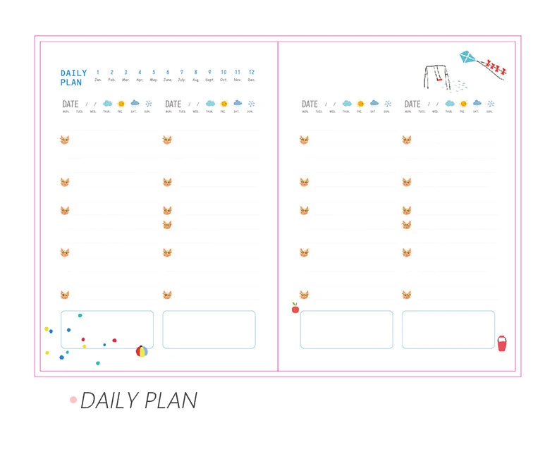 365 Alltags planer Notizbuch farbige Seiten Lernplan Tage Timeline Zeitplan Notizblock täglich monatliches Tagebuch Buch – Detail 8