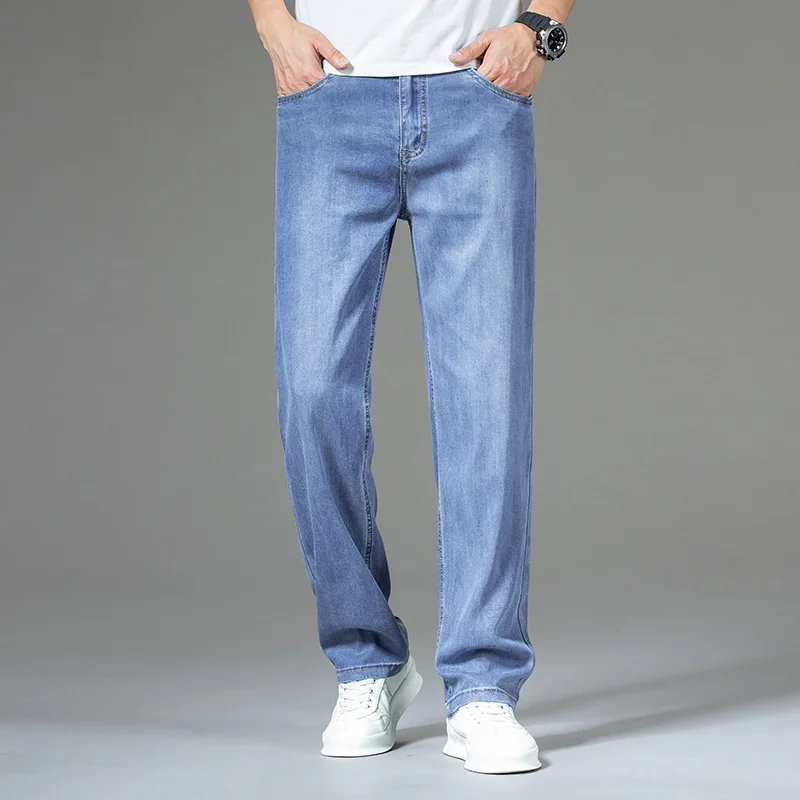 

Summer 2023 Men's Fashionable Loose Straight Leg Jeans in Solid Colors