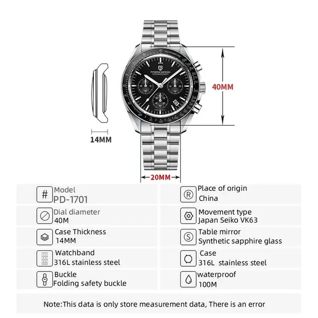 New PAGANI DESIGN Top Luxury Brand Men's Quartz Watch Sapphire Stainless Steel 100M Waterproof Men Chronograph Reloj Hombre 2022 6