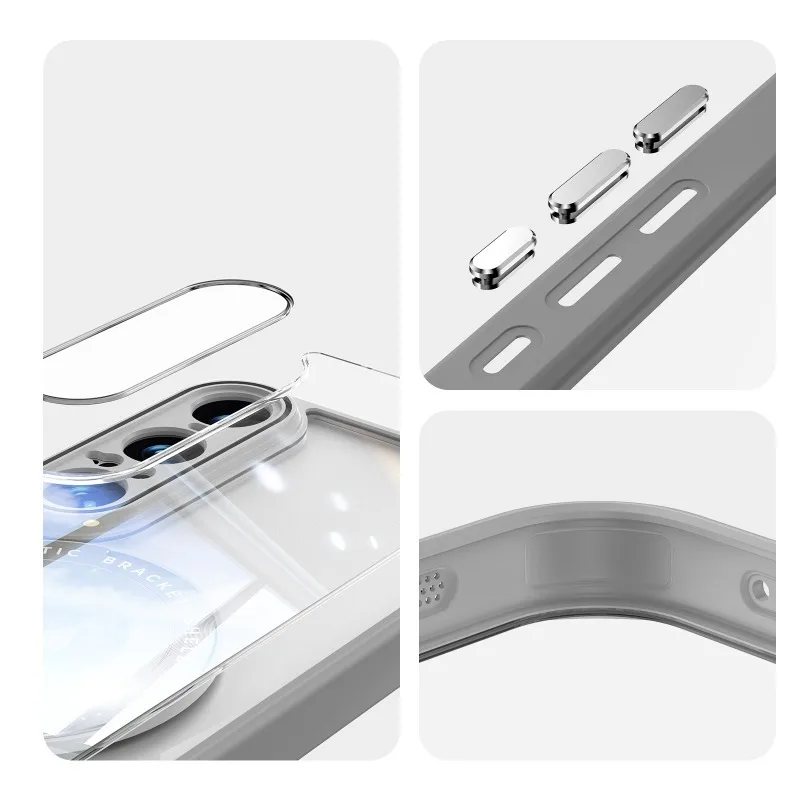 Magnetic Stand Glossy Clear Acrylic Hard Case - Shockproof Protection Back Cover