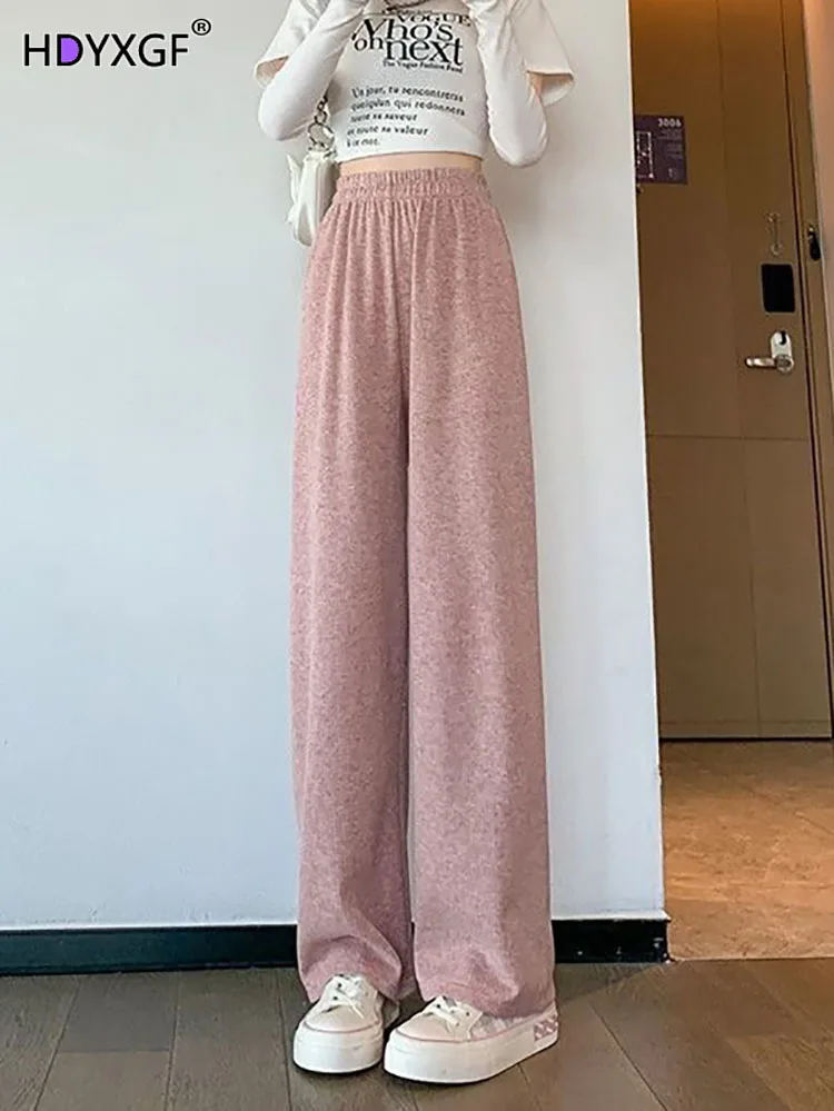 

Модные свободные широкие брюки в Корейском стиле с высокой талией, на шнуровке, весна-осень, женские повседневные мешковатые брюки, мягкие уютные прямые брюки в стиле Харадзюку