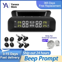 Yanace TPMS Car Tire Monitoring Pressure Display auto Alarm Monitor Solar Power Charging Temperature Warning with 4 sensors