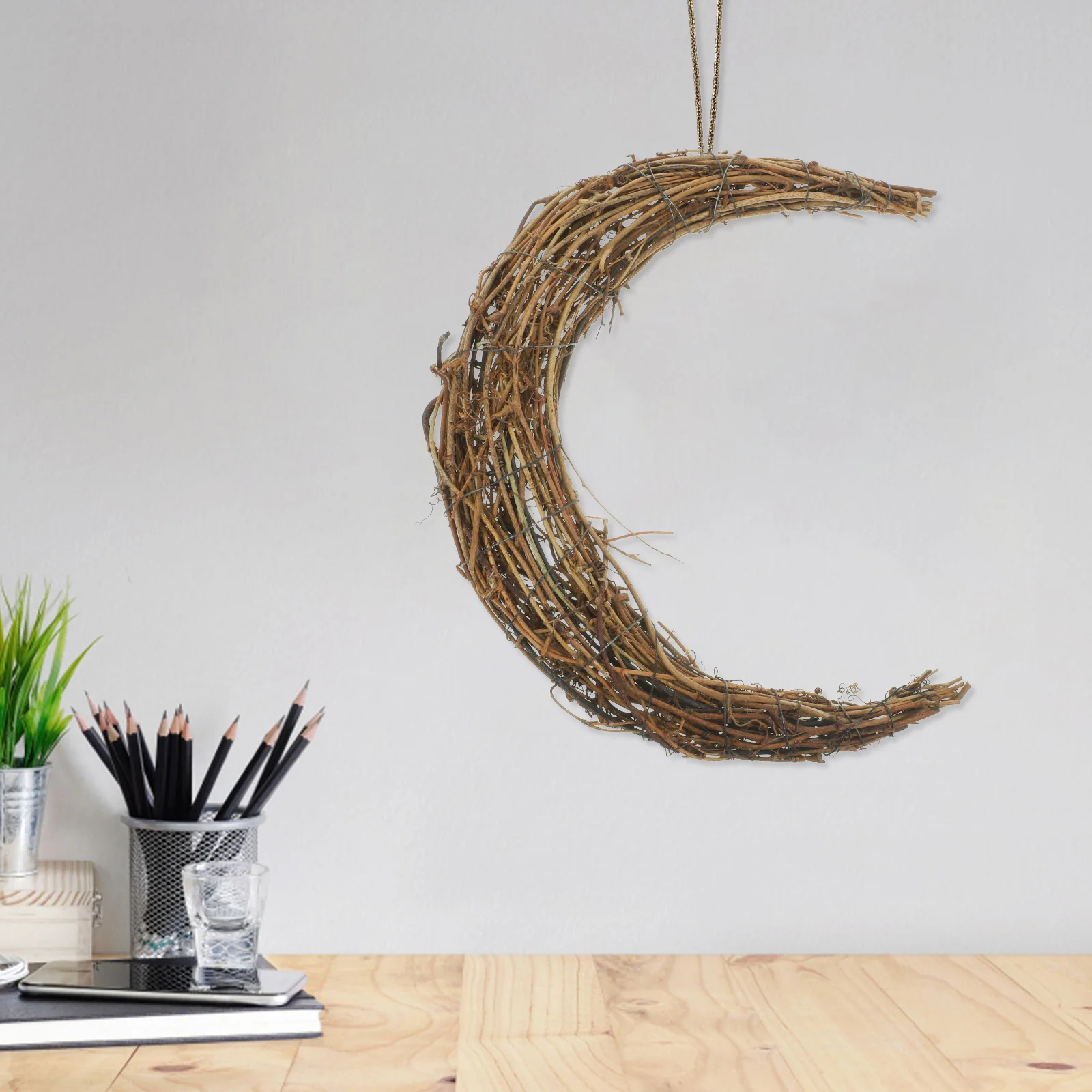 

Moon Shape Wreath Rattan Diy Dried Wreath Rattan Wreath Vine Branch Garland Floral Hoop Ring Crafts Christmas Wedding