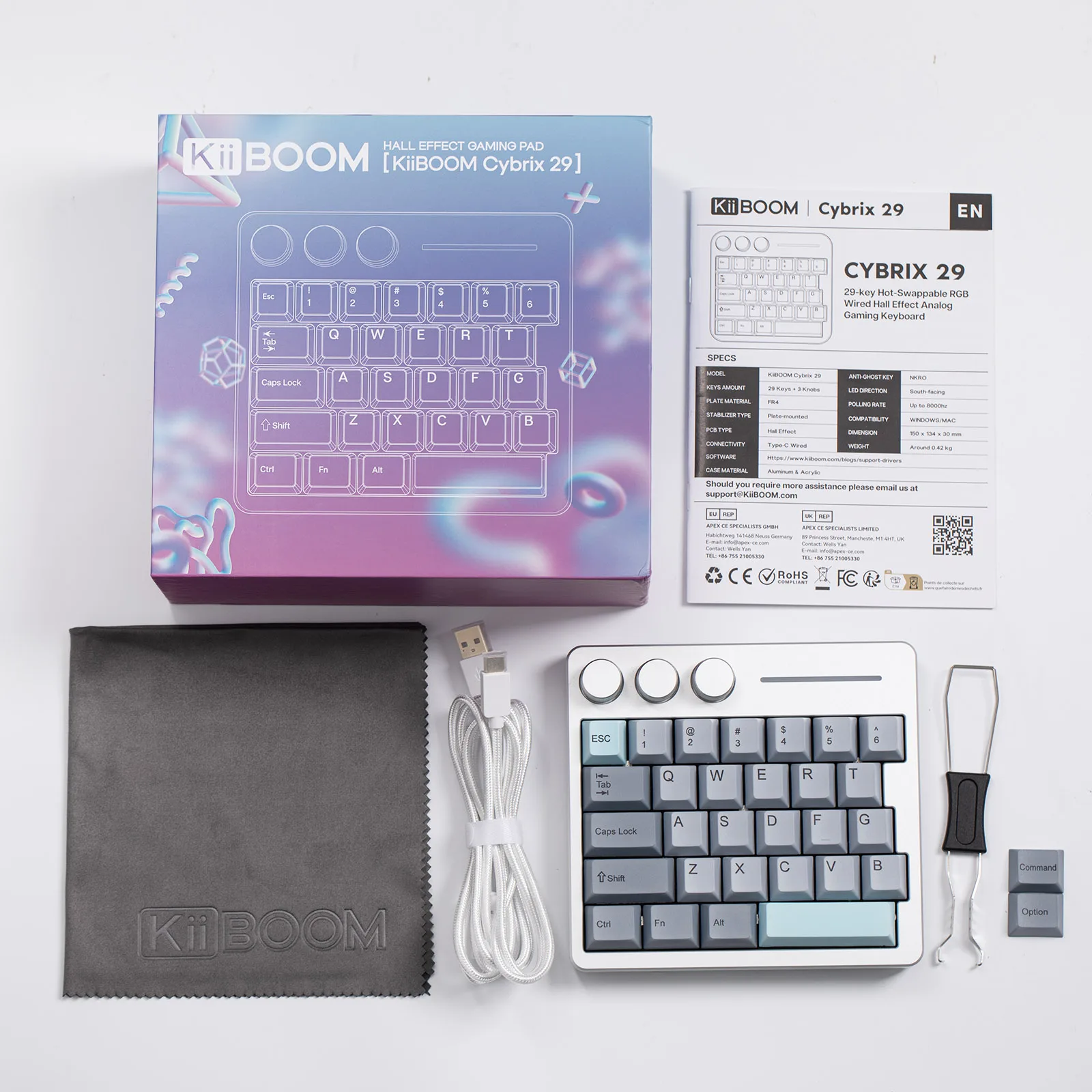 Kiyo KiiBOOM Cybrix 29 29 Keys+3 Knobs Rapid Fast Wired Hall Effect