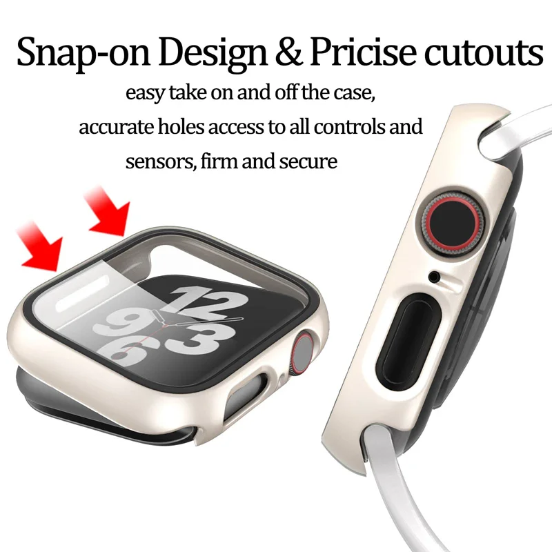 Glass+Case For Apple Watch Serie SE Case 45mm 41mm