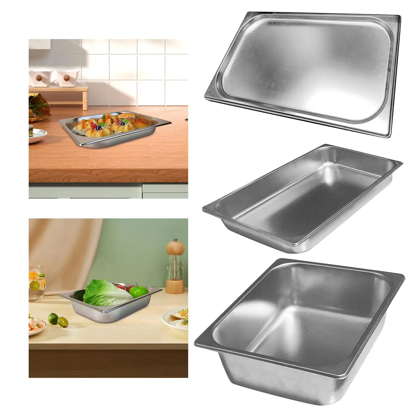 Stainless Steel Food Pan Non Stick Easy to Clean Serving Tray for Eid Celebration