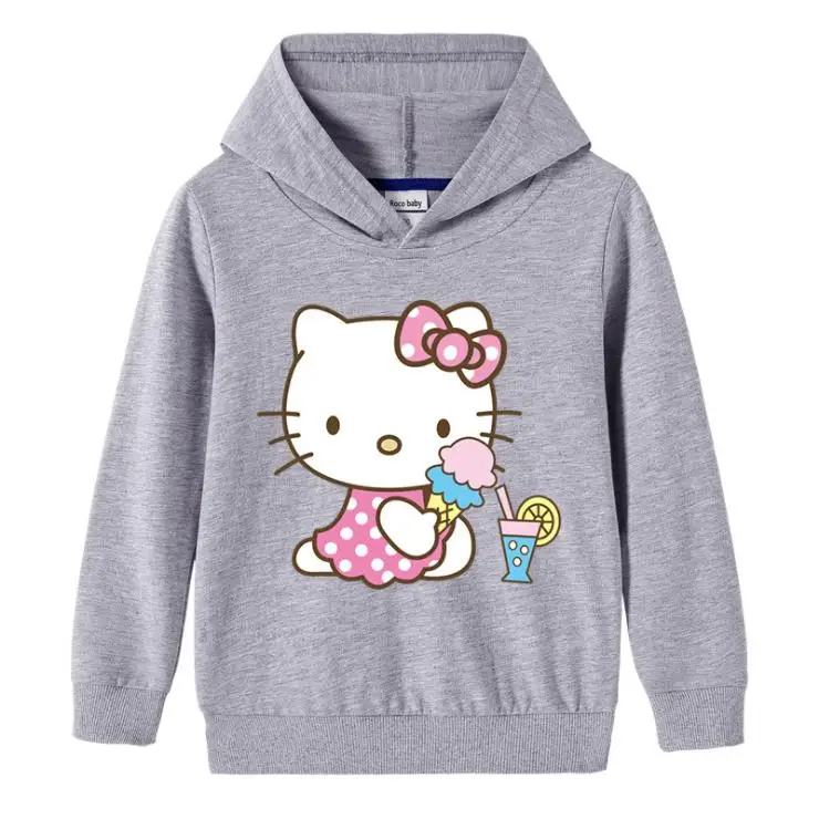 thumbnail image 1 of Hello Kitty-Sudadera con capucha de algodón para niñas, suéter con estampado bonito, jersey para bebé, Top, jersey para niños, ropa deportiva de ocio para niños, 1 of 5