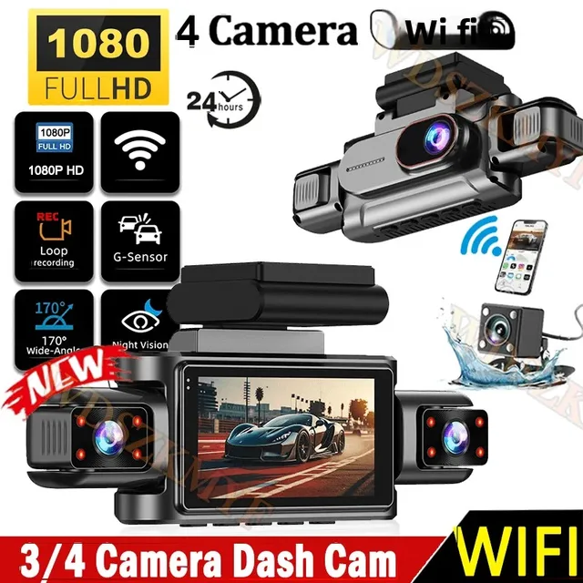 360°Auto Camera 1080P Video Recorder 3/4 Lens WIFI DashCam for Car DVR Black Box Night Vision 24H Parking Monitor Car Assecory