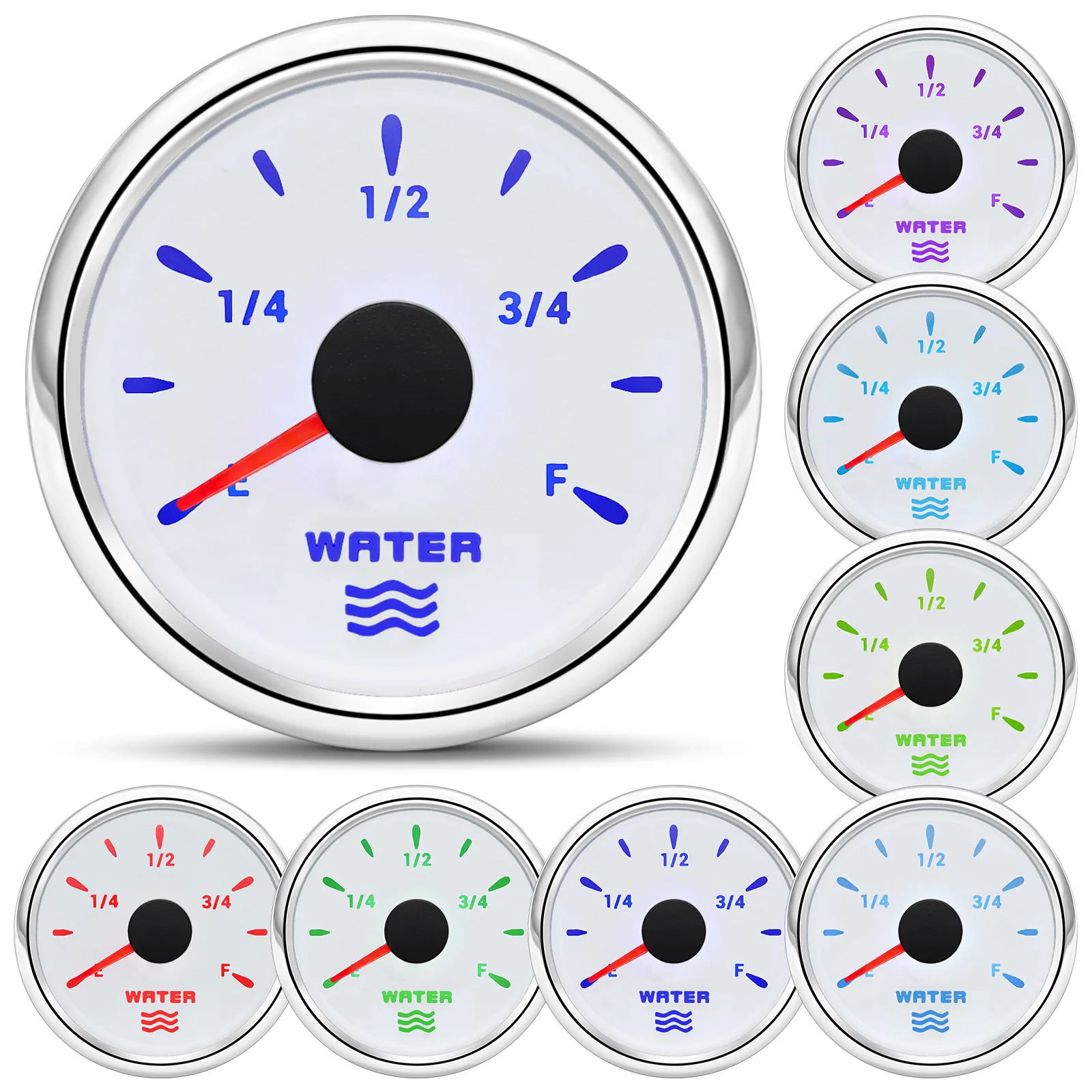 Water Level Gauge 7 Color Backlight 52mm Water Level Gauge Sensor 100-600mm
