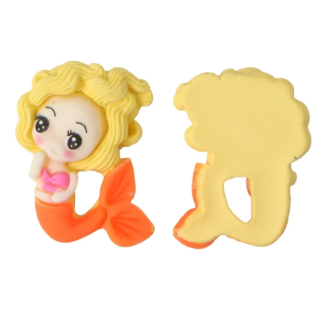 Aranyos Sellő Hercegnő Lapos Hátsó Gyanta Kabochonok Scrapbooking Diy Ékszer -Kézműves Dekorációs Kiegészítők 6Dcs -Hq02 - Image 4