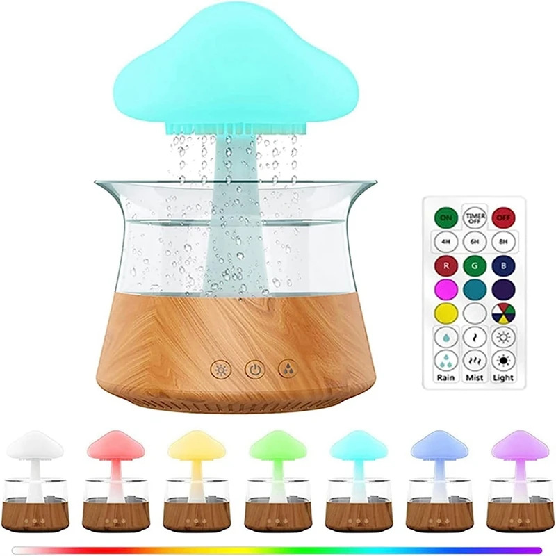 

Rain Humidifier Diffuser White Noise Rain Humidifier With 7 Colors Night Lights, With Remote Control