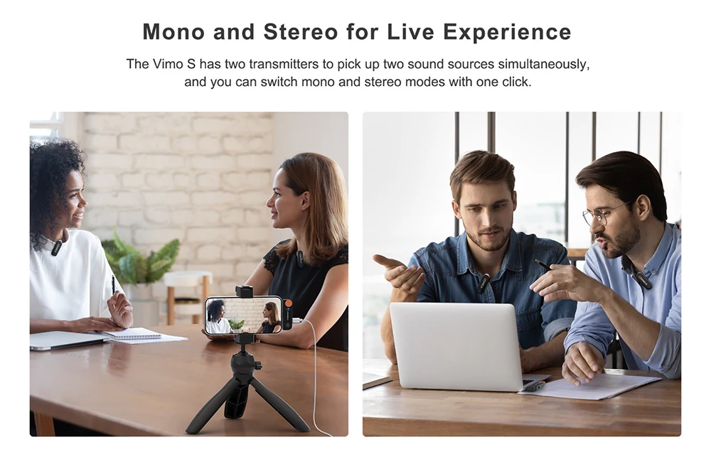 Vimo S 2.4G Wireless Lavalier Microphone Compact Lapel Microphone With Charging