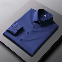 Chemise à manches longues pour hommes, couleur unie, décontractée, résistante aux rides, confortable, polyvalente, toutes saisons, nouvelle collection 1