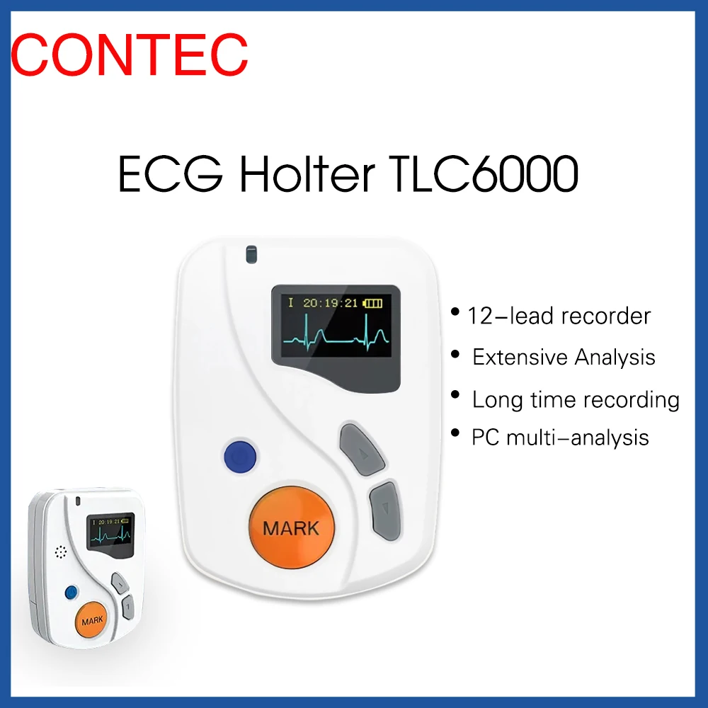 CONTECTLC6000 Portable Dynamic 12 Lead ECG Holter Systems,48 Hours Recorder Analyzer System, protect family health