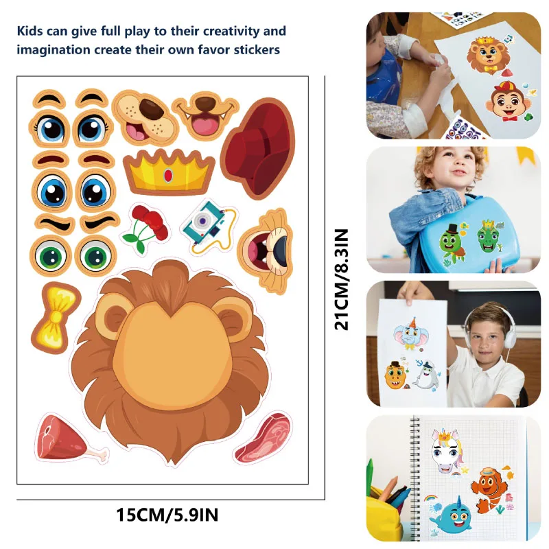 Make A Face Stickers for Kids DIY Make Your Own Christmas Trees Safaris Sea Fantasy Animals Puzzle Stickers Boys Girls Gifts Toy 4