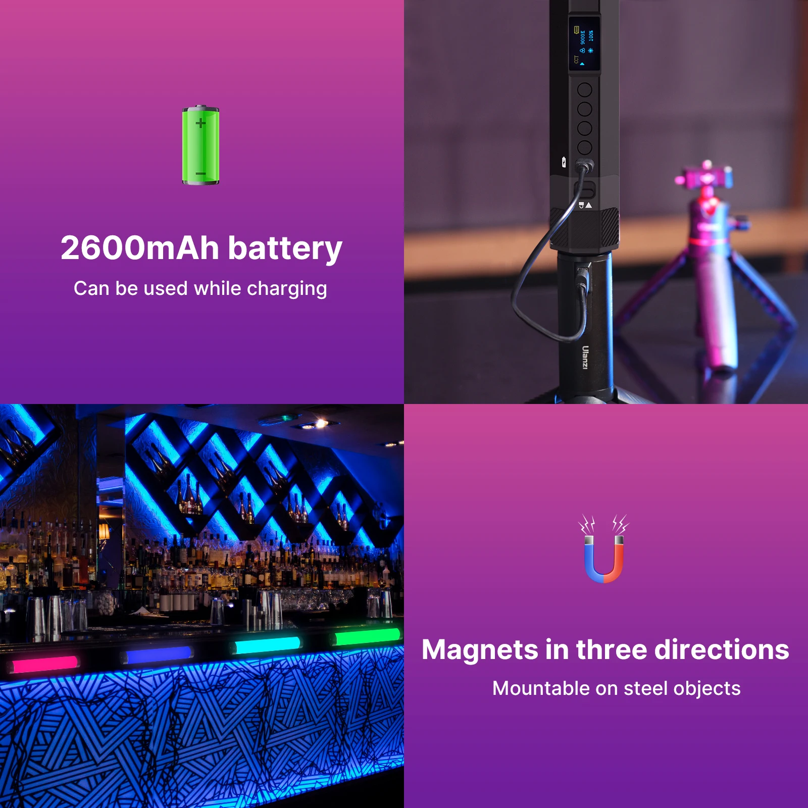 Ulanzi VL110 Handheld RGB Light Tube Stick Video soft Light