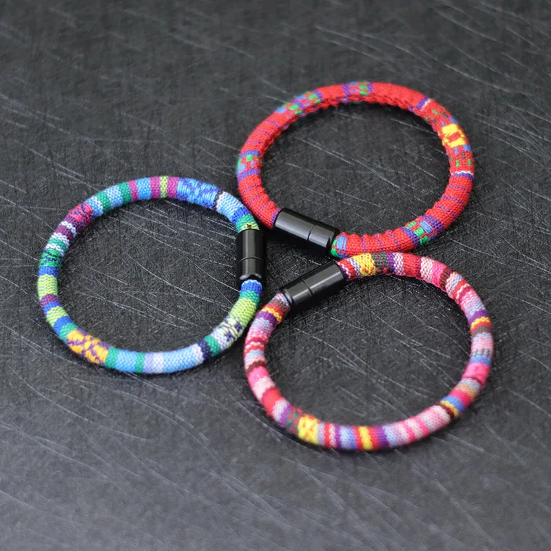 Bohemian Magnetic Clasp Cord Bracelet - Ethnic Friendship Jewelry