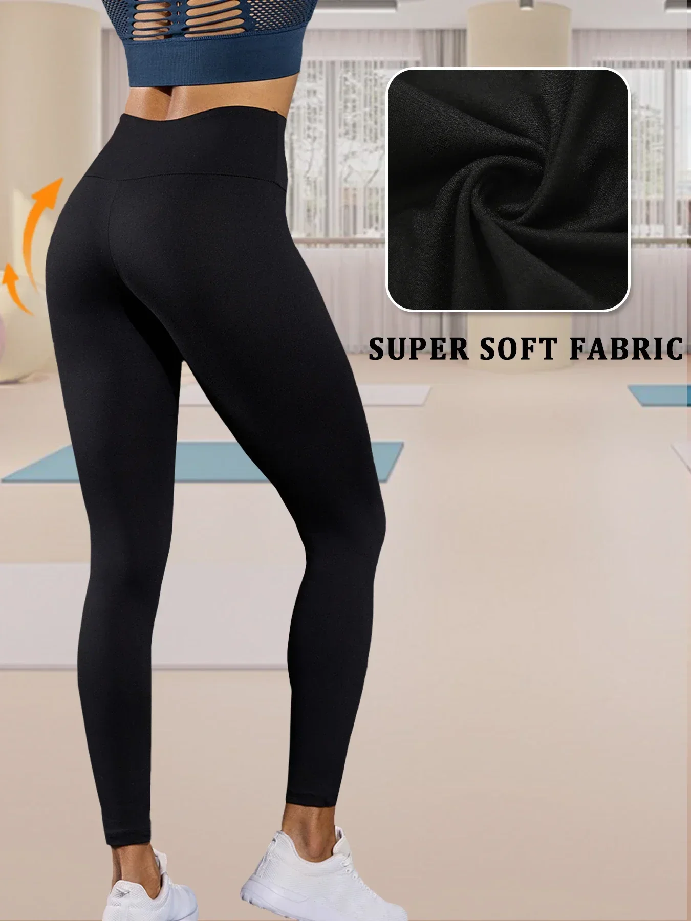 Women's High Waist Yoga Pants - Tummy Control Booty Lifting Leggings For Workout & Running (Black, 3XL) - View #2