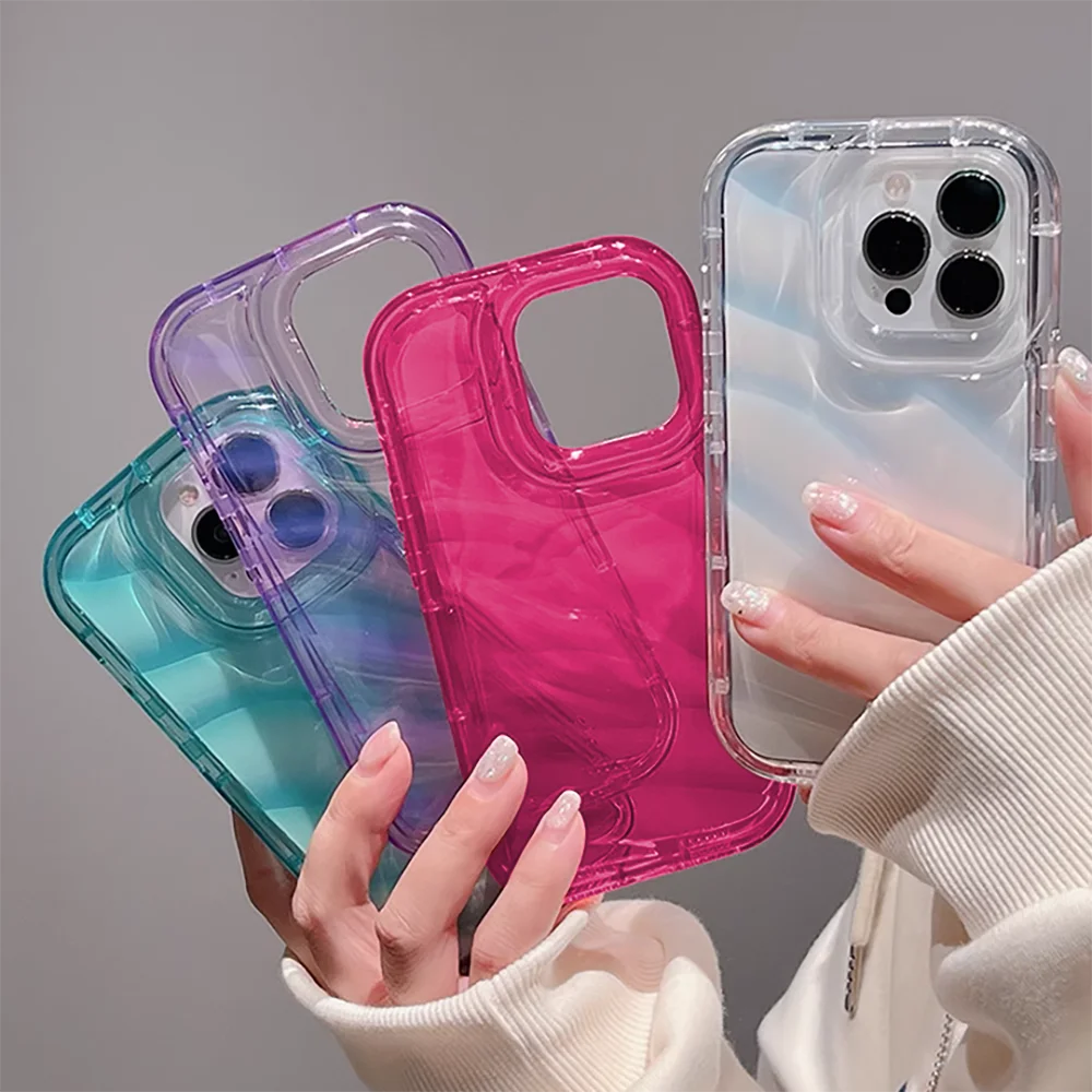

Luxury Wave Case For Iphone 11 Funda Iphone 14 13 Pro Max 12 XR X Xs 7 8 Plus SE 2020 6s 14promax Silicon Soft Transparent Cover