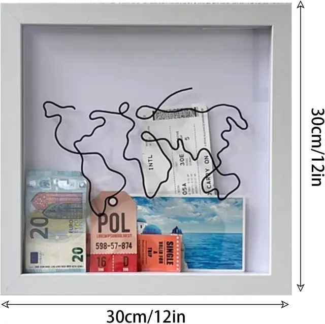 Scatola Ricordi Viaggio Legno - Adventure Archive Box Con Slot, Cornice Biglietti, Regalo Viaggiatori - Foto 2