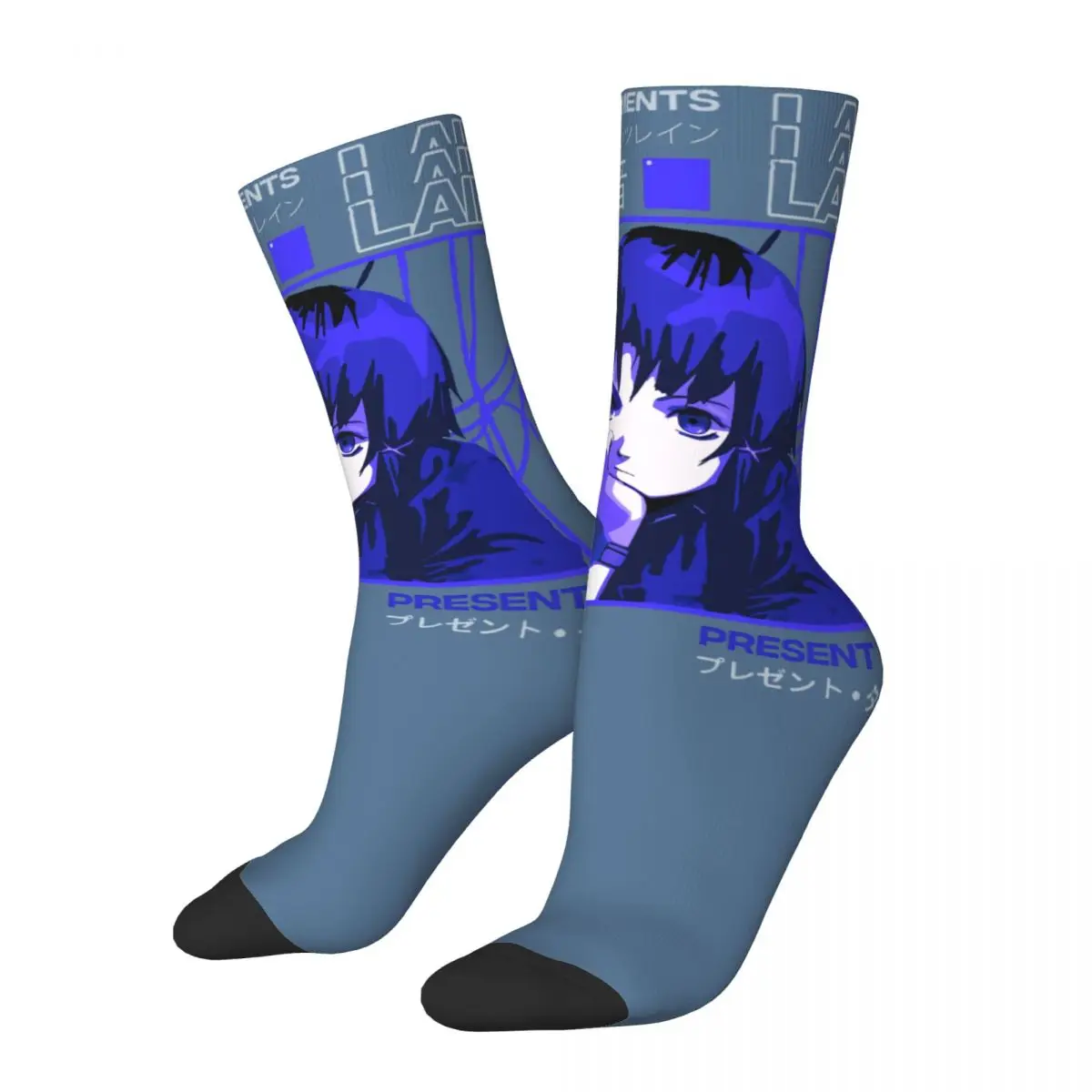 

Hip Hop Vintage Darker Classic Crazy Men's compression Socks Unisex Serial Experiments Lain Anime Harajuku Printed Crew Sock
