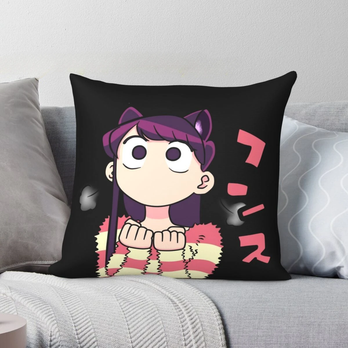Квадратная наволочка Komi San Kawaii из полиэстера, креативная Декоративная Подушка на молнии, искусственная наволочка для дивана, сидения