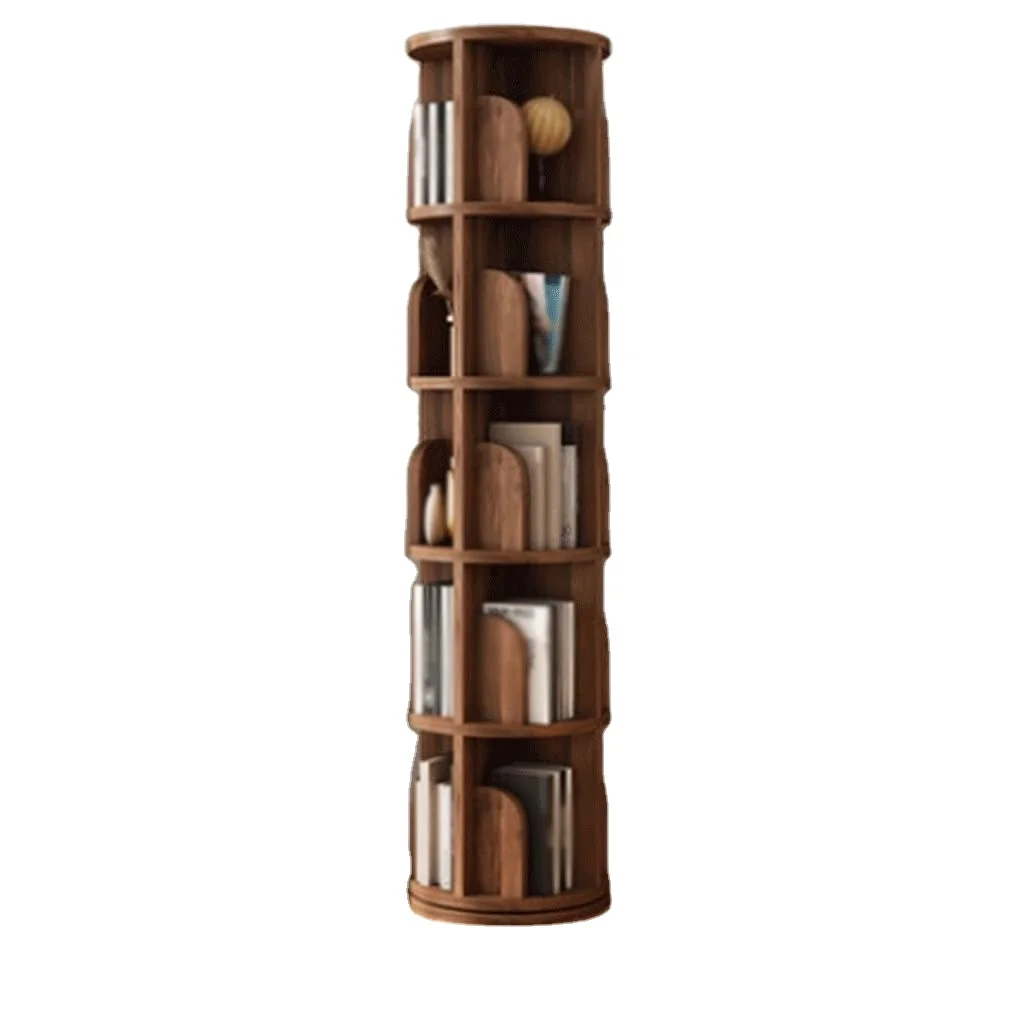 Factory Wholesale Customized Cheap Solid Wood Bookcase Children Simple Small Bookcase Living Room Furniture 4 5 Tier Round