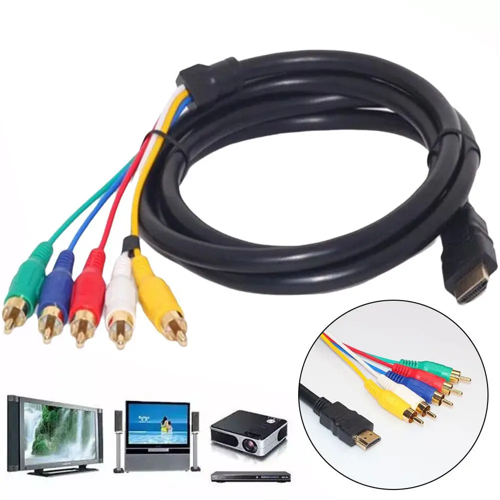 HDMI RCA Converter Cable 5Ft HDMI-compatible Male To 5-RCA RGB Audio Video AV Component Convert Cable Gold Plated