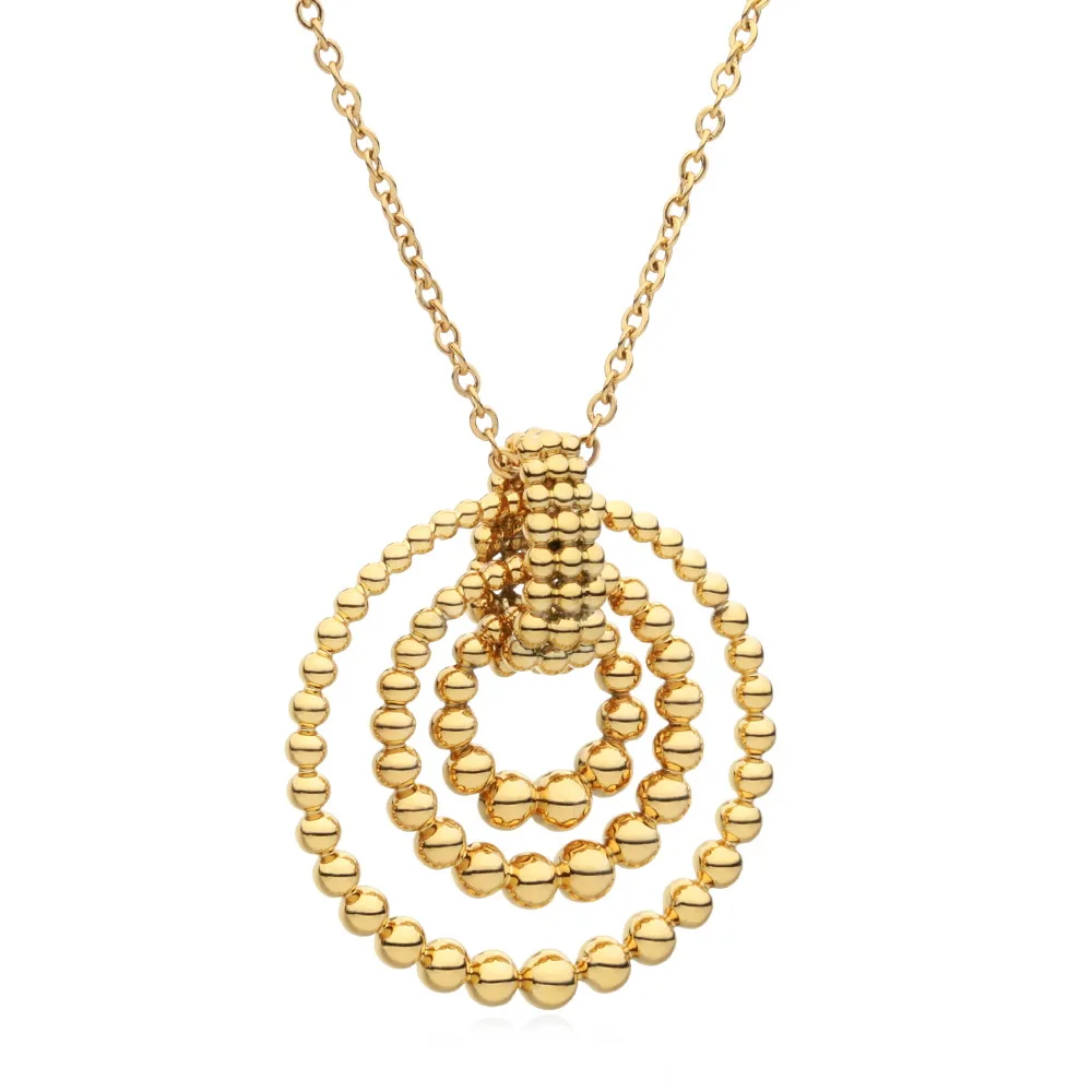

18k gold plated fashion personalized movable round beads adjustable women's necklace