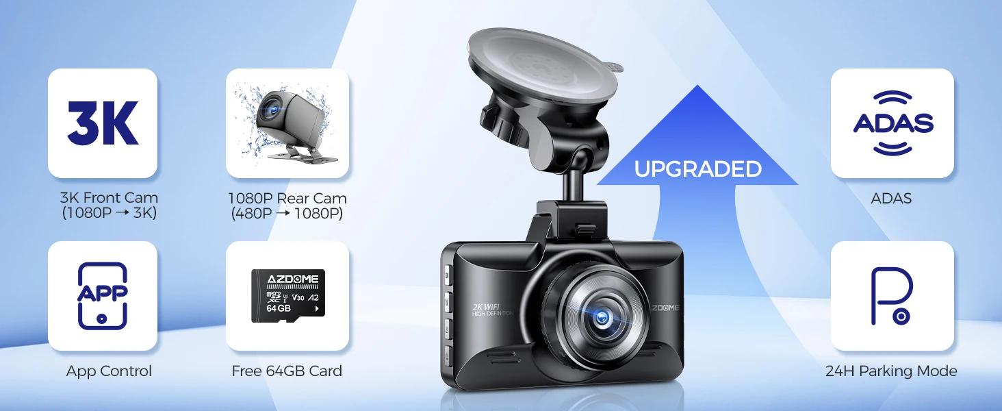 Les dispositifs et applications de la dashcam M01 Pro.