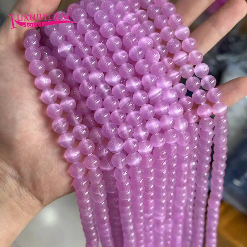 

6mm 8mm Natural Purple Selenite Stone DIY Loose Beads Smooth Round Shape Jewelry Accessories 15 Inch c65