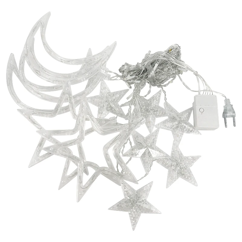 Moon Star Led Curtain Garland String Light EID Mubarak Ramadan Decorations for Home 2024 Islam Muslim Event Party Supplies Gifts