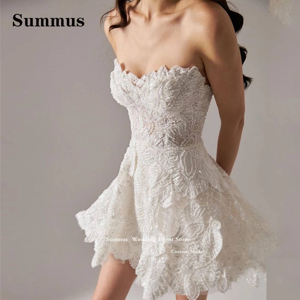 

Sumnus Exquisite Mini Lace Short Wedding Dresses Bridal Dress 2024 Sweetheart Luxury Delicate Women Vestido de noiva Robes Bride