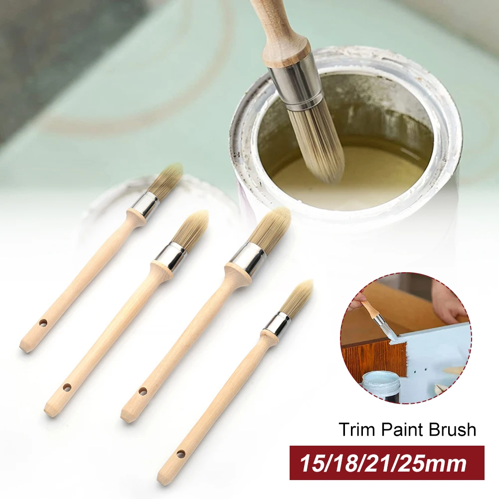

4PCS 15/18/21/25mm Wooden Handle Paint Brushes Home Wall And Furniture Paint Application Household Wood Cleaning Painting Brush
