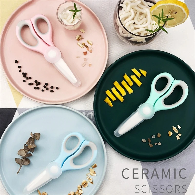 

Ceramic Baby Food Scissors Household Toddler Feeding Aid Scissors With Cutting Box Baby Supplies Baby Tableware For Health