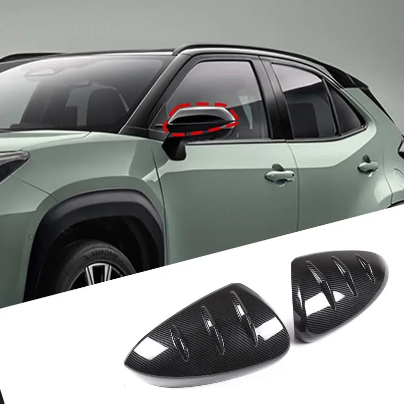 

ABS Carbon Fiber Car Rearview Mirror Cover Stickers for Toyota Yaris Cross 2023+ Exterior Accessories 2 Pcs LHD