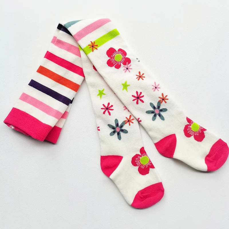Spring Autumn Girls Color Flower Tights Kids Stockings Striped Pantyhose 1 PCS sports socks kids socks kids pantyhose ballet tights solid color pantyhose toddler tights kids leggings