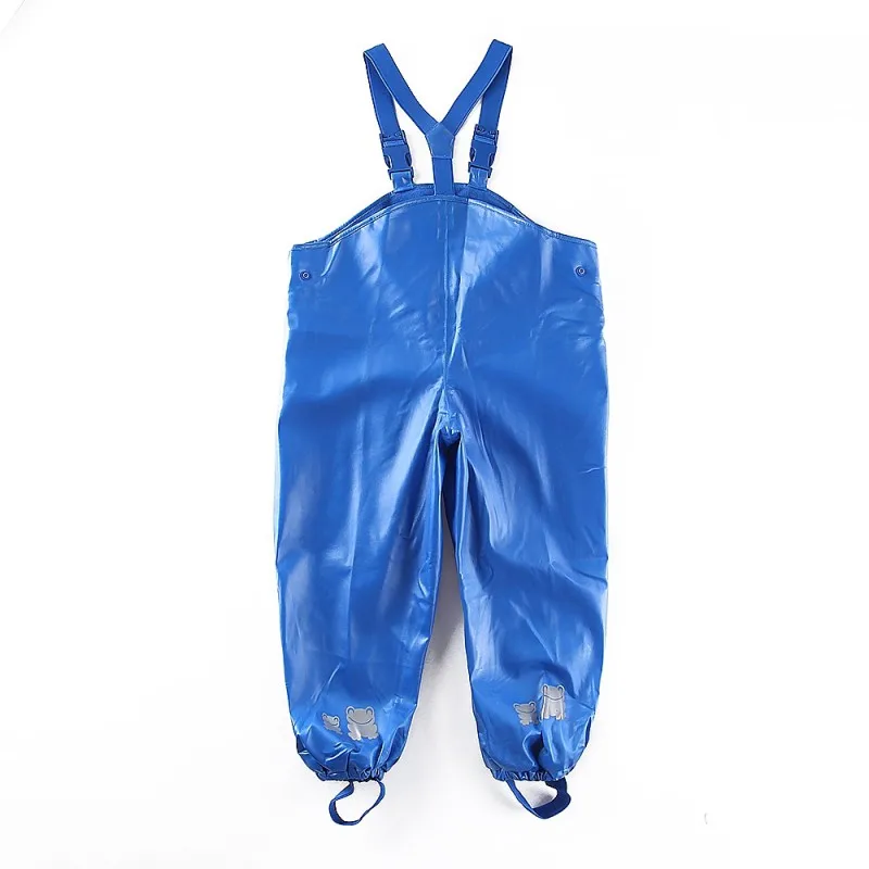 

Muddy rompers rainwear Pu rubber bib pants boy girl Kids pants with suspenders