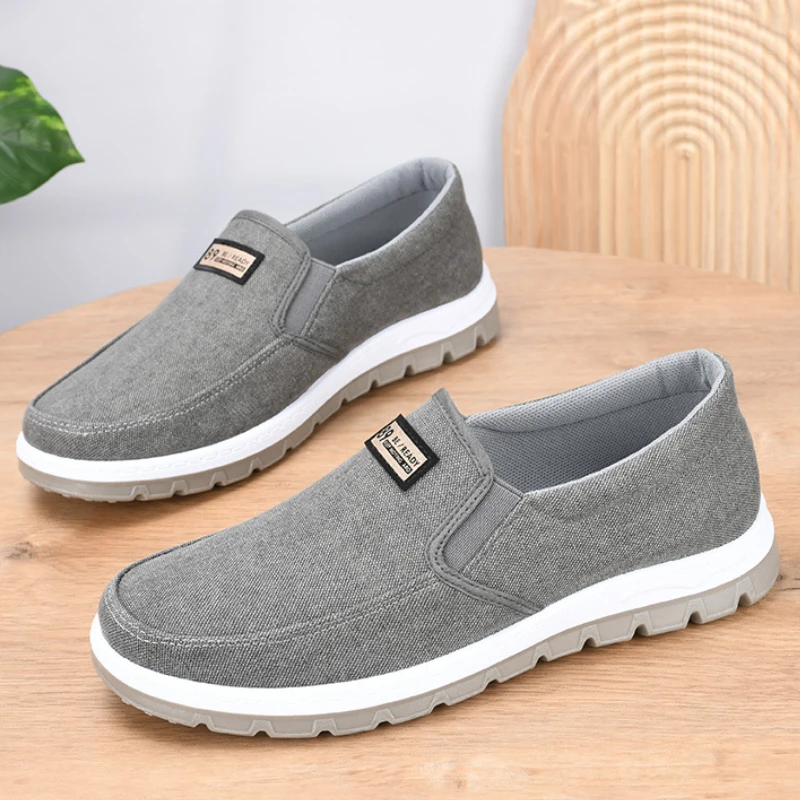 Retro Men Casual Shoes Slip on Canvas Loafers Comfortable Walking Flats for Man Non Slip Soft Moccasins Sneakers Driving Shoes 5
