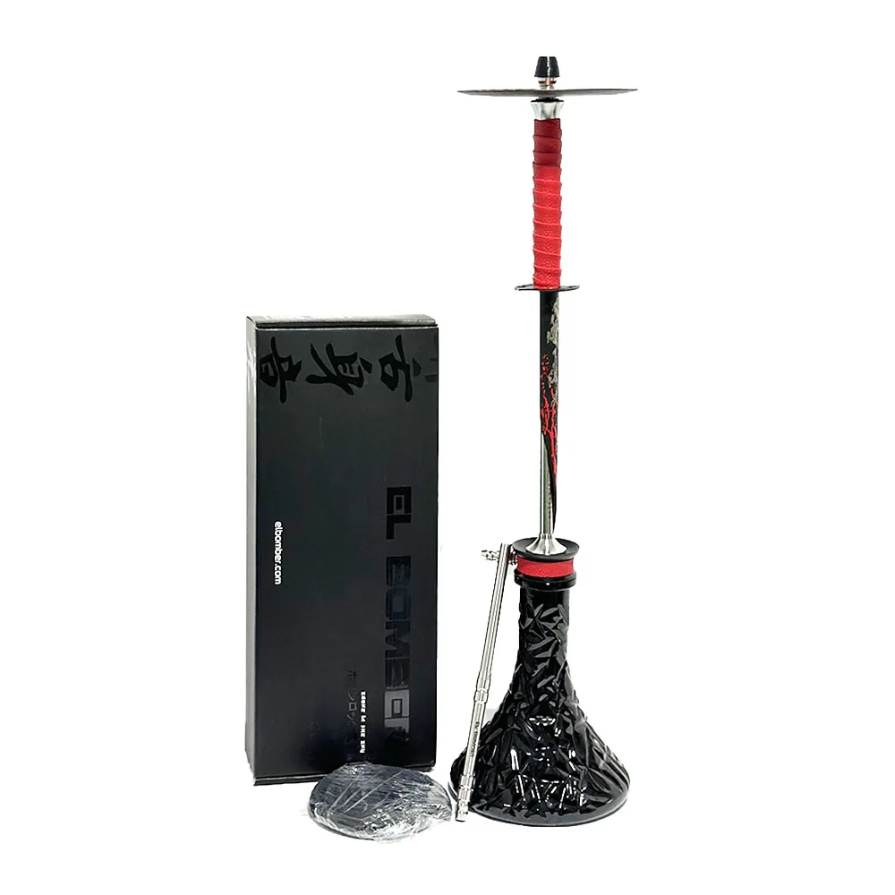 

Stainless Steel Red El Bomber Katana Shisha Russian Hookah Smoking Set Large Shisha Without Bottle