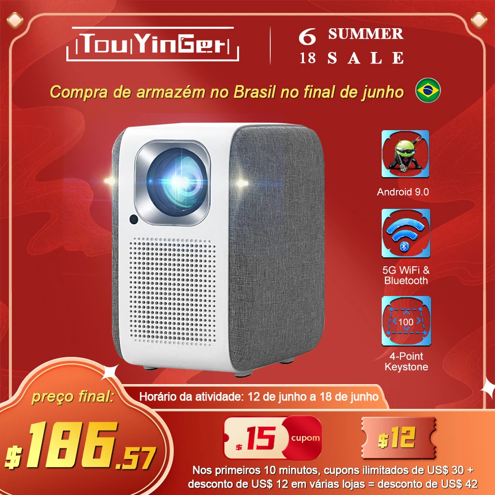 TouYinger H6 Pro Smart Home Theater Mini Projetor, Android Beamer para ...