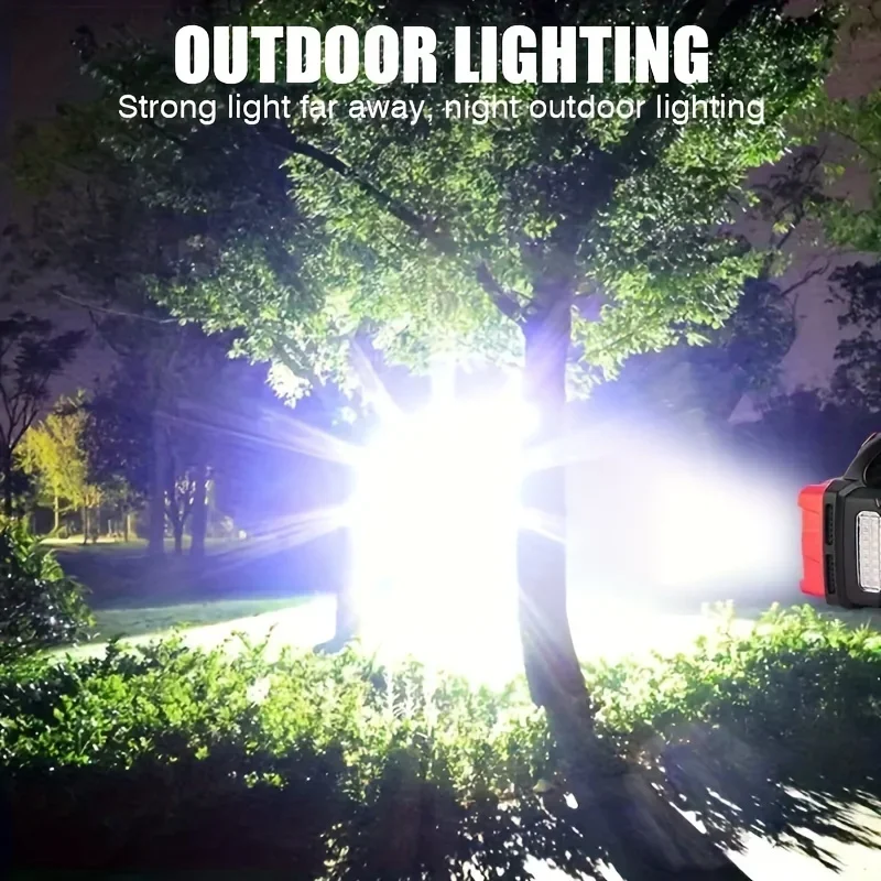 1pc-Solar LED multifunctional portable light USB dual light source outdoor searchlight camping strong flashlight led flashlight led lights camping lamp camping lights solar flood light solar lantern