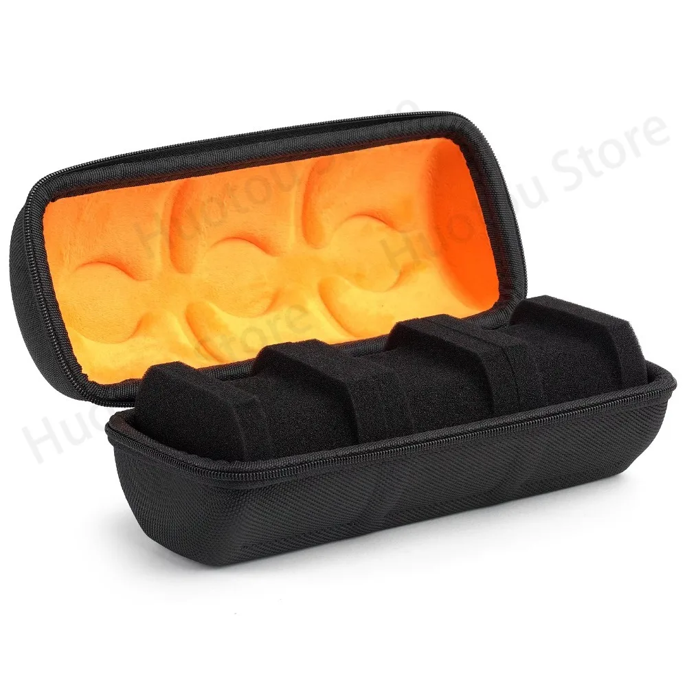 Elegant Black Travel Watch Case - Durable Nylon Exterior, Secure Clip-On Closure, Stylish Display Storage Box