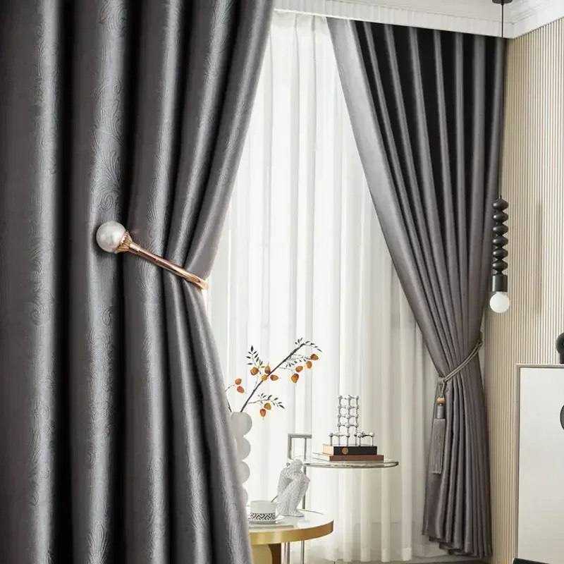 

20497-yj-занавески для гостиной, спальни, простые высокие затемняющие тканевые сетчатые встроенные окна