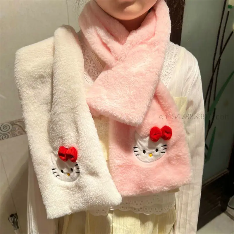 

Шарфы Sanrioed с Hello Kitty женские зимние теплые плотные шарфы без одежды Модный милый мультяшный женский шарф уличный корейский стиль плюшевый