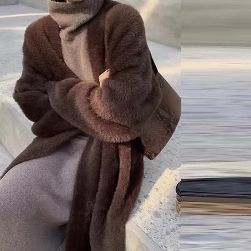 سترة بيضاء طويلة للنساء 2025 ملابس الشتاء الجديدة...