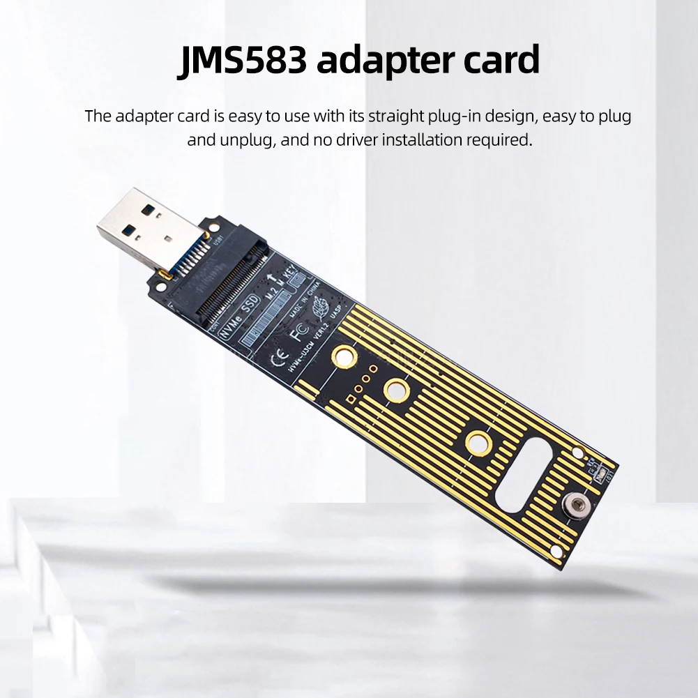 NVMe to USB Adapter RTL9210 Chip M.2 PCIe M Key HDD Case with USB Cable  Pouch New SSD to to USB 3.1 Type A Reader(Without Adapter) 