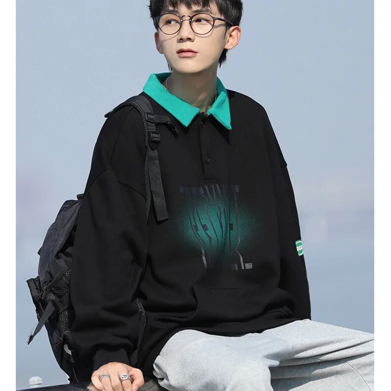 Fake Two Pieces Men Sweatshirts 2022 New Arrive Spring And Autumn Student Male Clothing Teenager Boy Korean Style Hot Sale H36