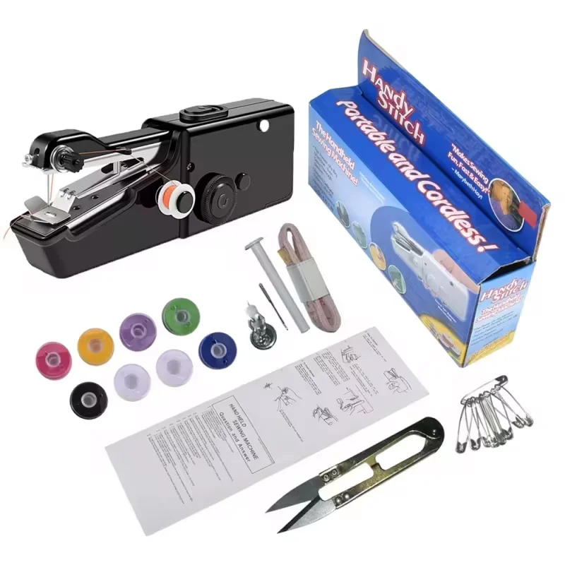Mini Portable Handheld Sewing Machine Stitch Sew Needlework Cordless Clothes Fabrics Electric Sewing Machine With Kit Accessorie 2