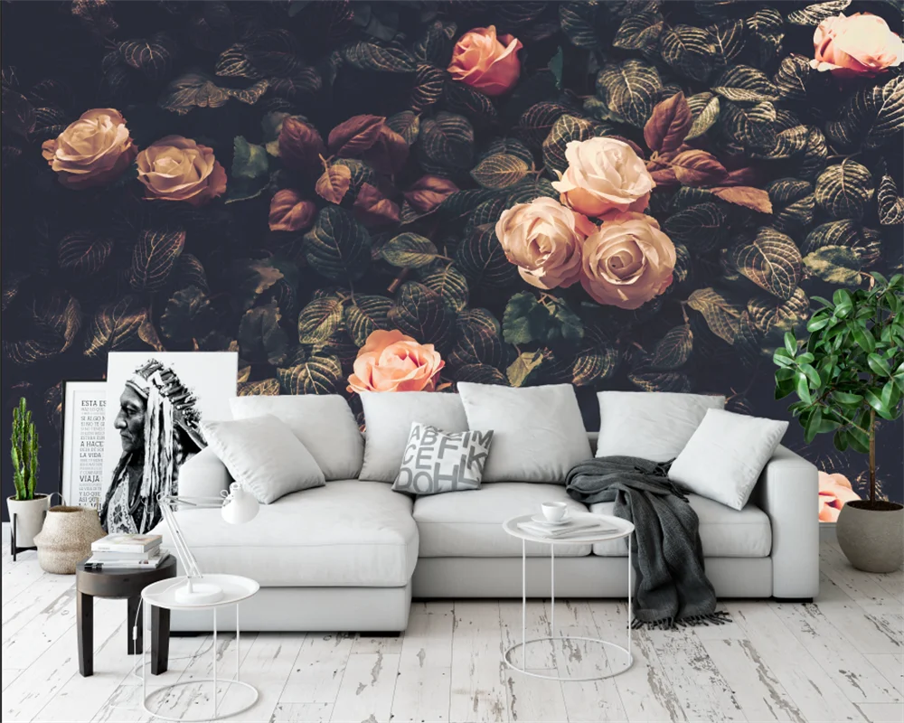 

beibehang wallpapers Customized modern new aesthetic floral pink background bedroom living room wallpaper